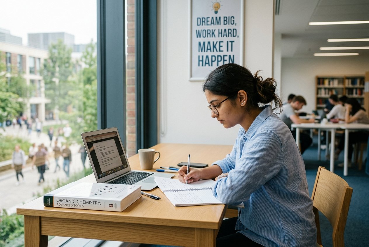 Student studying for IELTS